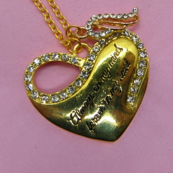 Angel Wing Heart Charm Necklace - Picture 5 of 6